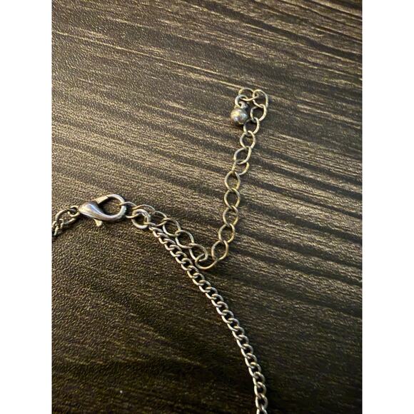 Silver-Tone Ethnic Tribal Style Necklace with a Black Stone Pendant - Picture 4 of 5